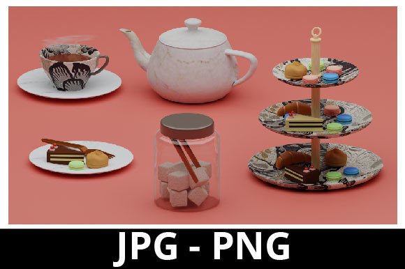 3D Rendered Afternoon Tea Set: A Stylish Addition to Design Projects