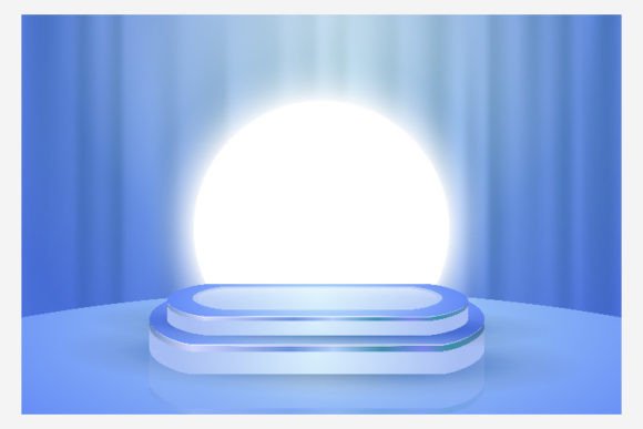 Blue Gold Podium 3D Abstract Scene: A Strategic Design Tool for Modern Creatives