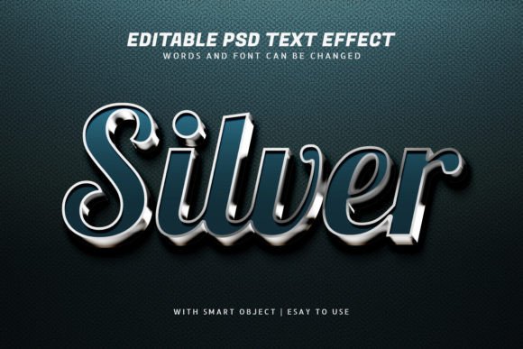 Blue Silver 3D Text Effect Editable