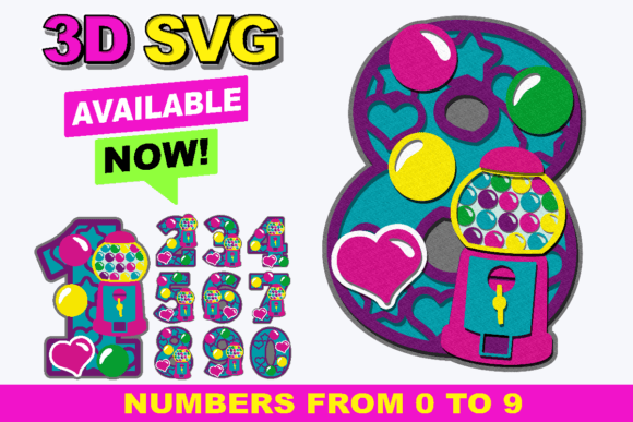 Bubblegum Machine Numbers 3D SVG: A Creative Tool for Designers and Crafters