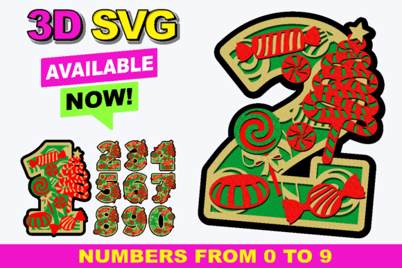 Christmas Candies Numbers 3D SVG: A Creative Tool for Holiday Projects