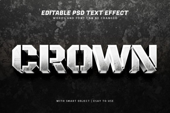 Crown Silver 3D Text Effect Editable: A Versatile Design Tool for Every Project