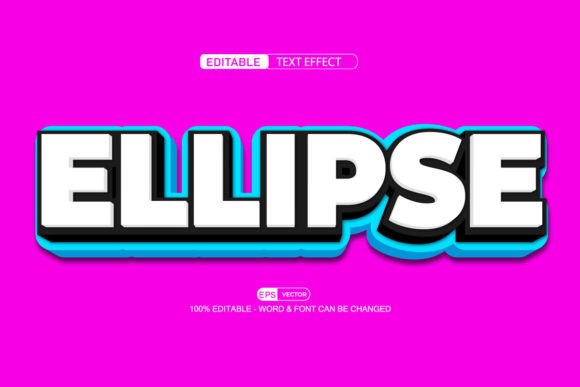 Ellipse 3D Editable Text Effect Vector