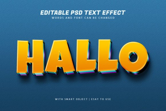 Hallo 3d Orange Text Effect Editable