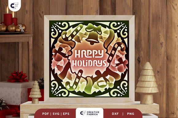 Happy Holidays Wreath 3D Shadow Box