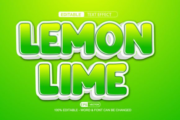 Lemon Lime 3D Editable Text Effect Vector for Creative Workflows