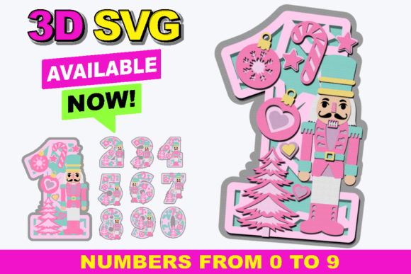 Nutcracker Pink Numbers 3D SVG