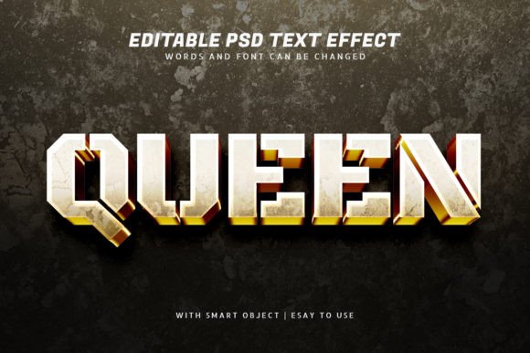 Queen Gold 3d Text Effect Editable for Creative Designers