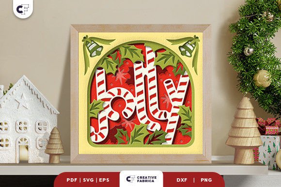 Retro Christmas Candy 3D Paper Cut SVG