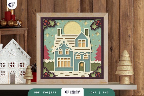 Retro Christmas Home 3D Paper Cut