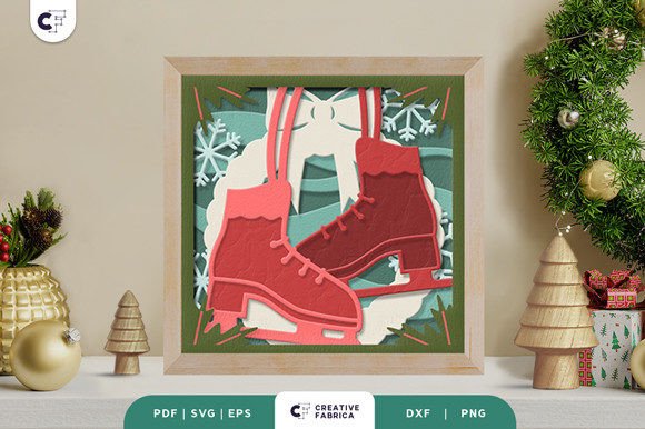 Retro Ice Skating Shoes 3D Paper Cut
