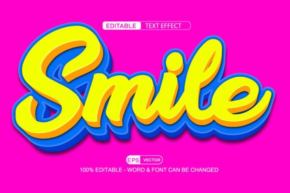 Smile Editable Text Effect Vector 3d Sty
