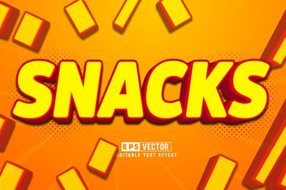 Snacks Editable Text Effect Vector 3d St