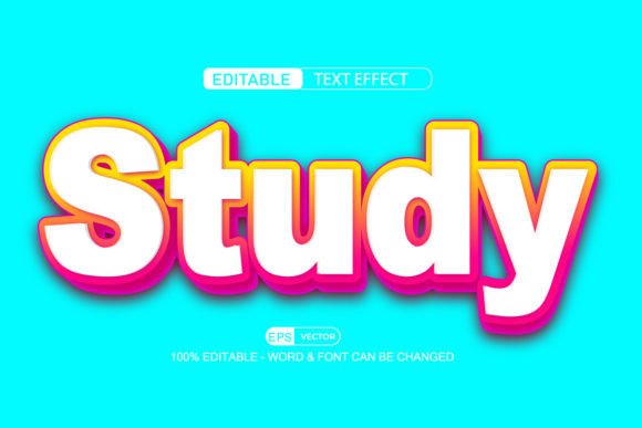 Study 3d Editable Text Effect Vector for Creative Projects