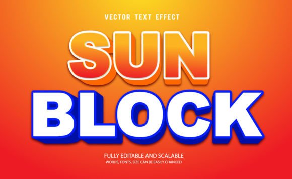 Sun Block 3D Editable Text Effect Vector for Creative and Professional Use