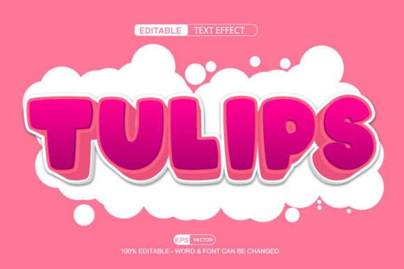 Tulips 3D Editable Text Effect Vector