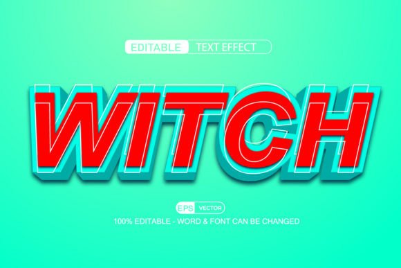 Witch Editable Text Effect Vector 3D Sty